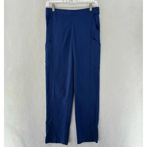 Spread Good Cheer! Scrub Pants Women's Sz S Blue Elastic Waist Straight Pockets